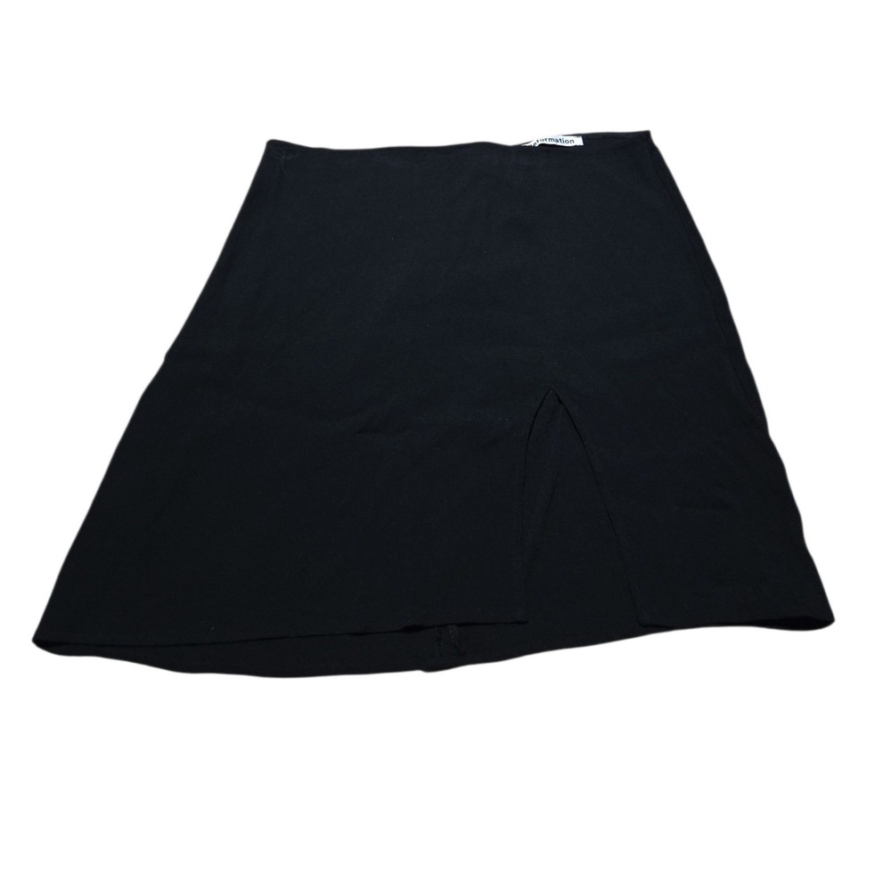 Reformation Black Mini Skirt Side Slit Size 8 High Waisted A-Line Made in USA